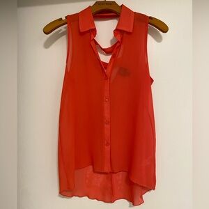 2B Bebe papaya punch button up collared top